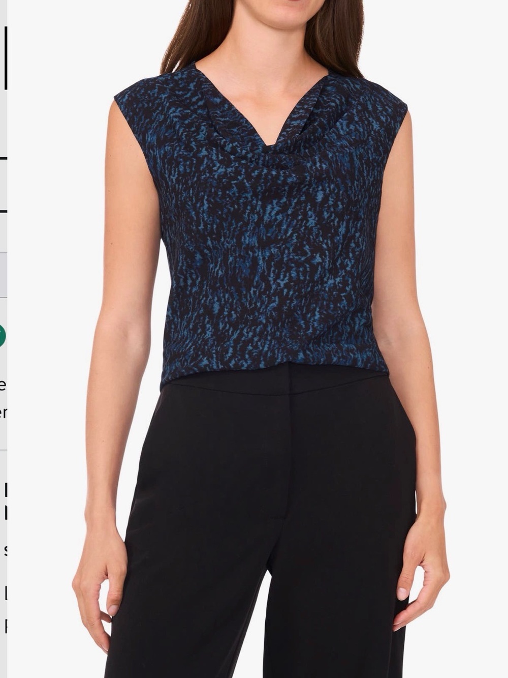 Halogen Black and Teal Abstract Cap-Sleeve Tank